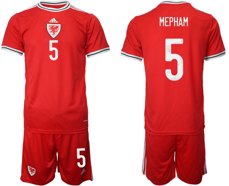 Cheap Men 2022 World Cup National Team Welsh home red 5 Soccer Jersey